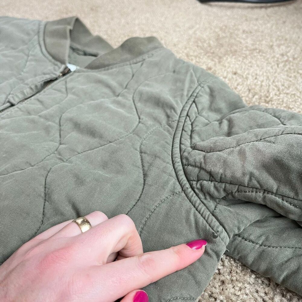 Avec de Filles Quilted Zip Jacket Anthropologie Sage Green Size M - Picture 12 of 13